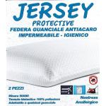 COPRIGUANCIALE JERSEY PROTECTIVE (50 x 80 cm) Tessuto in maglia IMPERMEABILE (protegge il materasso da liquidi e umidità) 100% poliestere con accoppiatura impermeabile - Anallergico, antibatterico e antiacaro - Non assorbe umidità e odori - LAVABILE